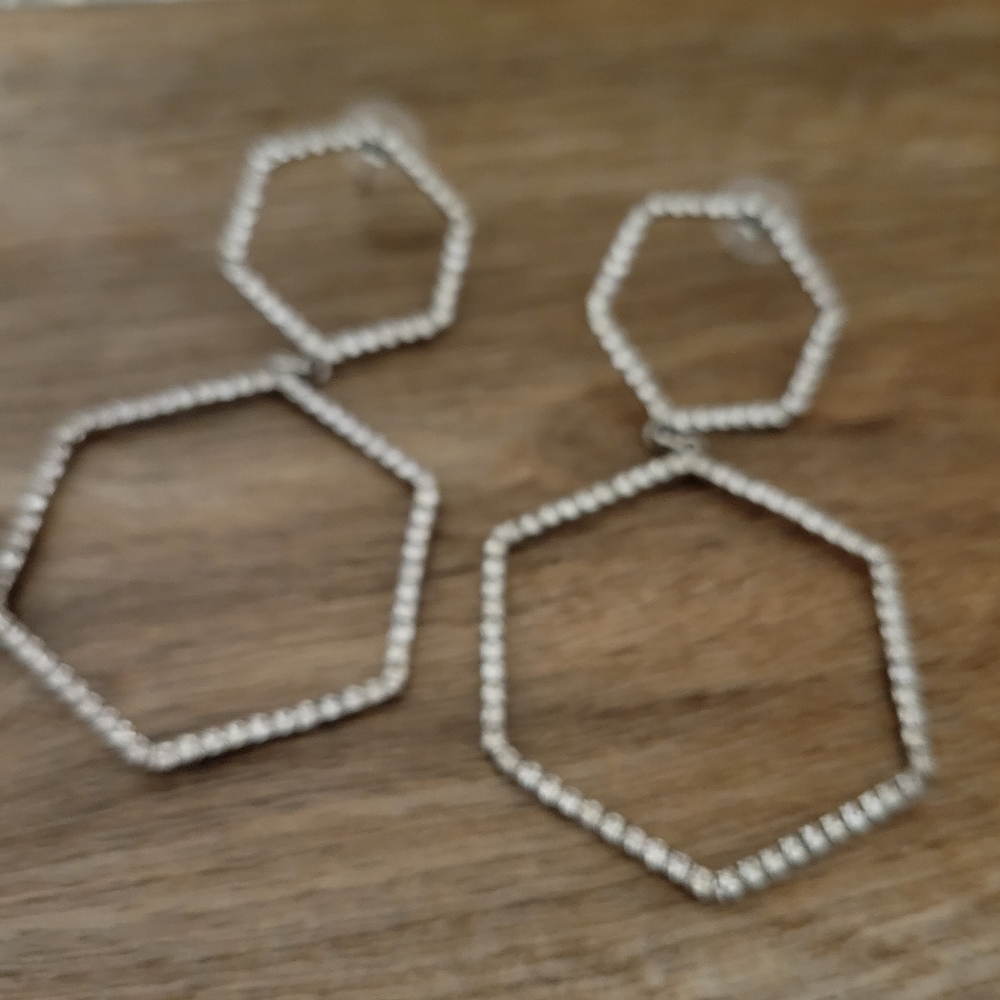 Hexagon Earrings - Picture 2 of 2